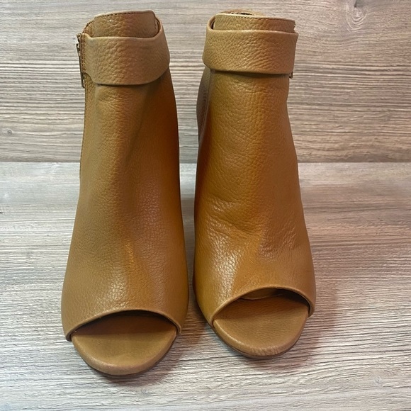 Splendid ankle brown leather open toe booties. Outside zipper stacked heel sz 10 - Picture 3 of 12
